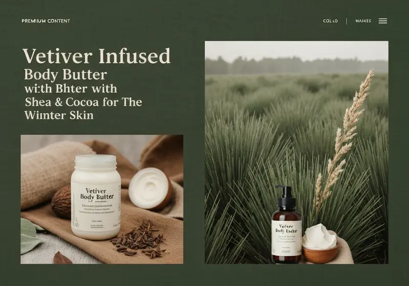 vetiver infused body butter with shea and cocoa for winter